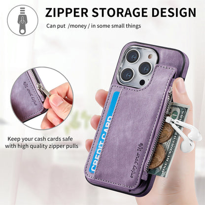 For Iphone 15 14 13 12 Pro Max Mag Safe Magnetic Case Flip Card Wallet Zipper