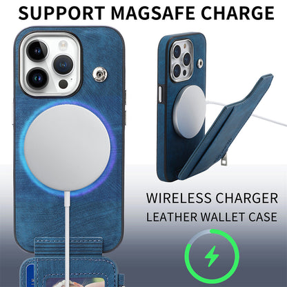 For Iphone 15 14 13 12 Pro Max Mag Safe Magnetic Case Flip Card Wallet Zipper